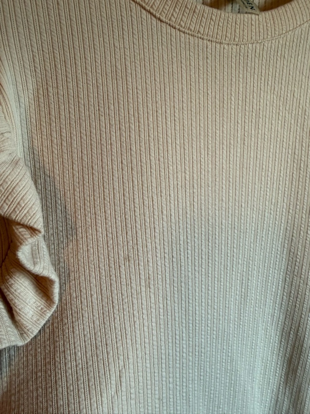 Hayden Cream Ribbed Ruffle Shoulder Top - Picture 5 of 5